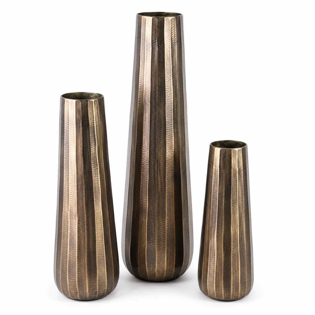 Valini's Home Antique Gold Textured Floor Vase Set – Elegant Trio for Luxury Home Décor - Image 2