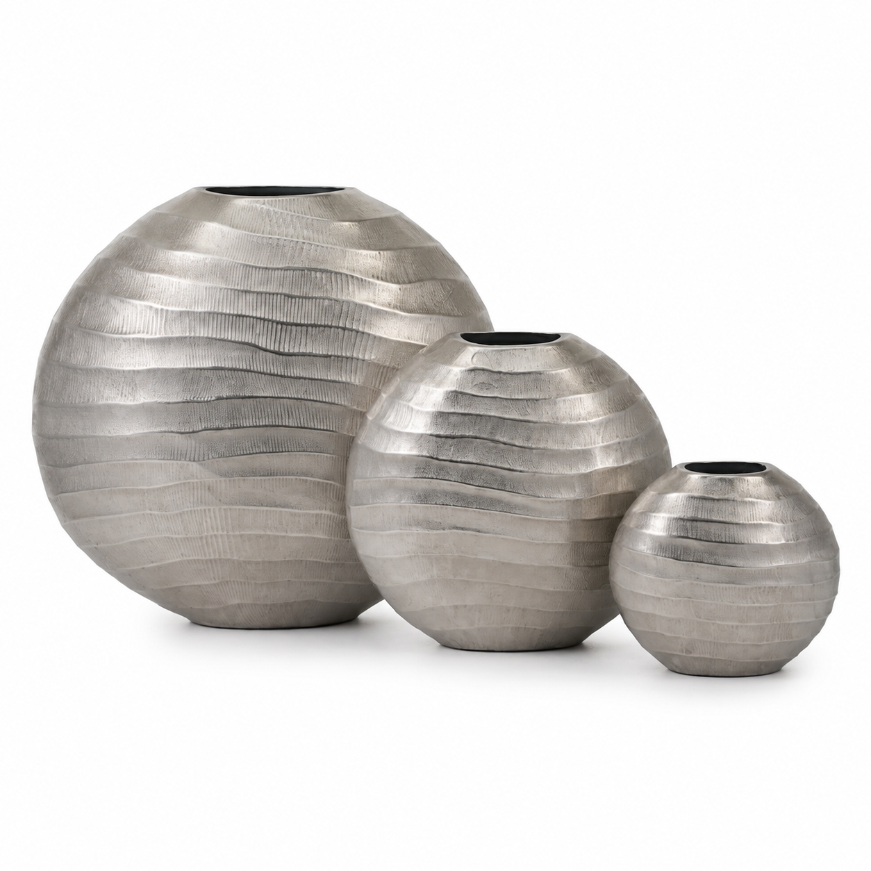 Valini's Home Pearl White Ribbed Round Vase Set – Elegant 3-Piece Decorative Vases for Luxury Home Interiors - Image 2