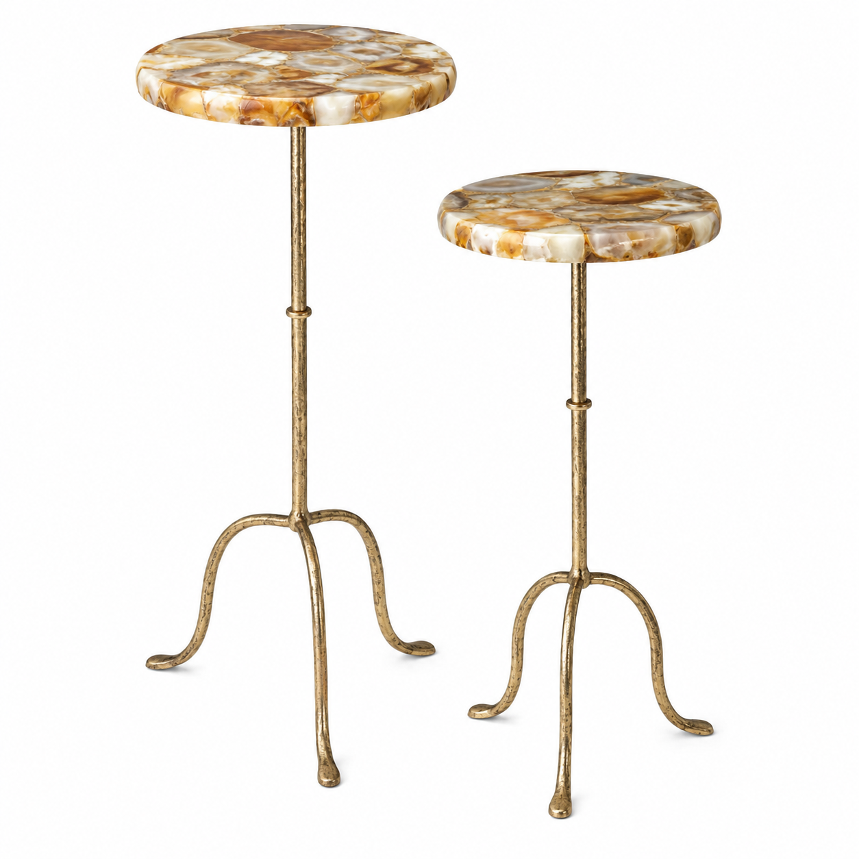 Valini's Home Luxury Antique Gold Marble Top Accent Side Table Set – Elegant Decorative Side Tables for Living Room, Bedroom & Lounge - Image 2