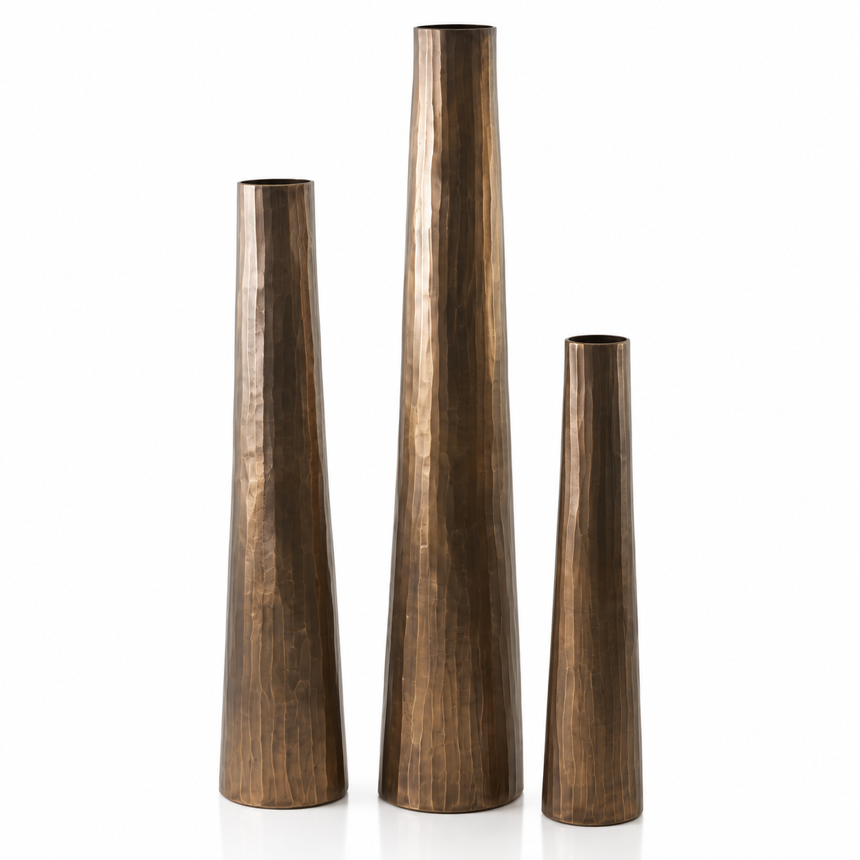 Valini's Home Handcrafted Hammered Metallic Floor Vase Set – Elegant Decorative Vases for Modern Home Décor - Image 2