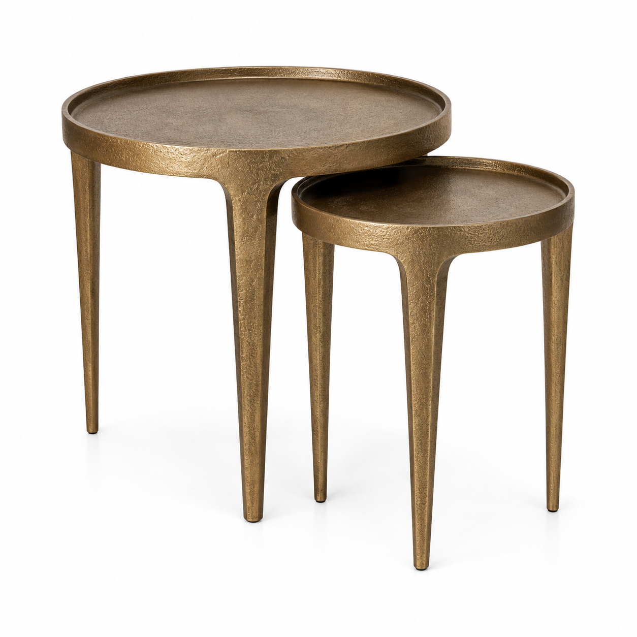 Valini's Home Brass Antique Round Side Table Set of 2 – Elegant Cast Aluminium Accent Tables for Contemporary Home Interiors - Image 2