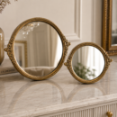 Valini's Home Vintage Round Mirror Tray Set of 2 – Antique Brass Decorative Mirrors for Vanity, Tabletop & Elegant Home Décor