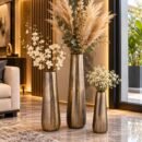 Valini's Home Handcrafted Hammered Metallic Floor Vase Set – Elegant Decorative Vases for Modern Home Décor